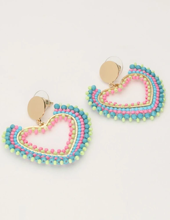 My Jewellery Earring beads heart pink turquoise MJ11105