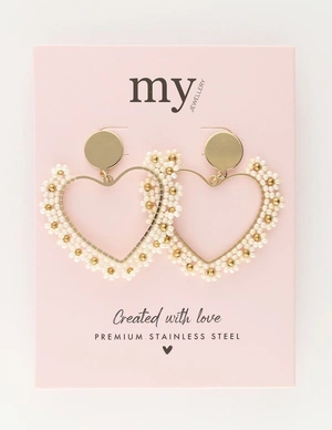 My Jewellery Earring beads heart white MJ11107