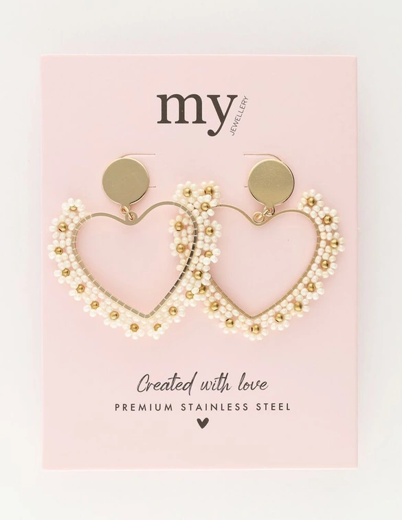 My Jewellery Earring beads heart white MJ11107