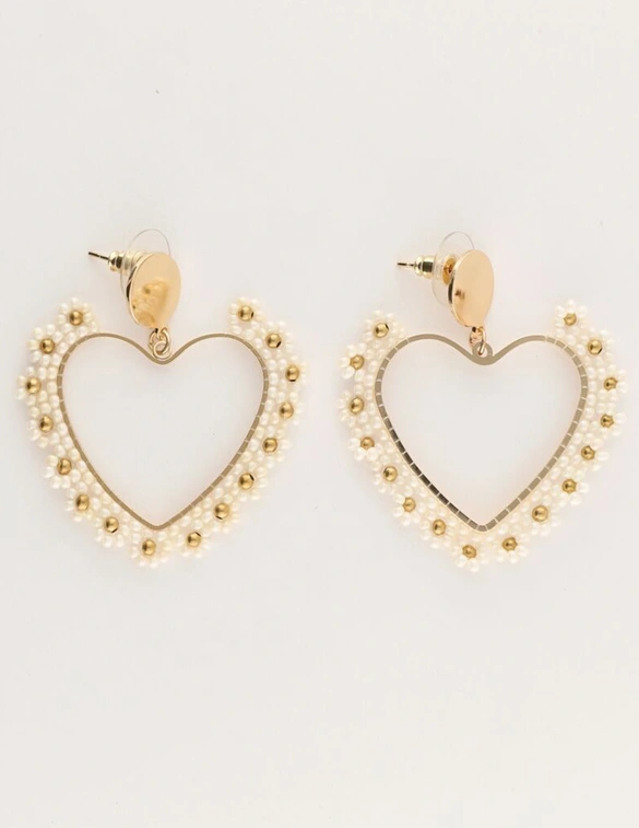 My Jewellery Earring beads heart white MJ11107