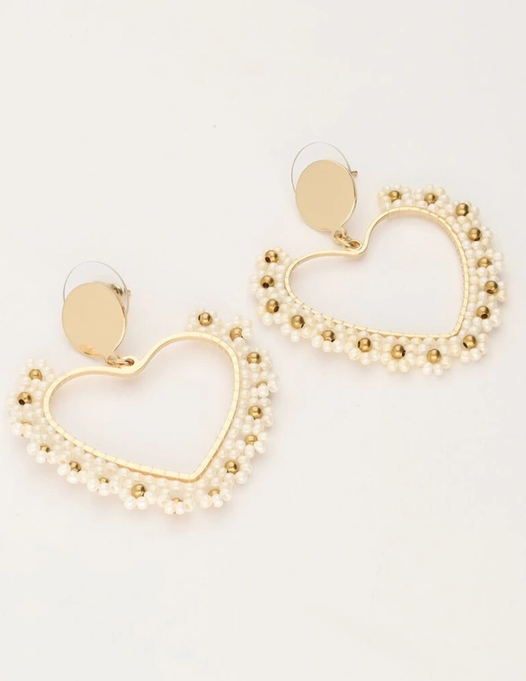 My Jewellery Earring beads heart white MJ11107