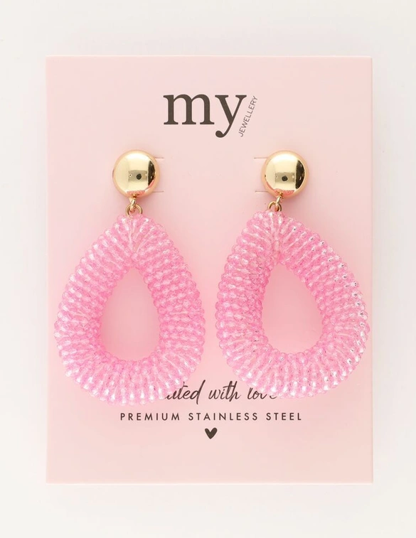 My Jewellery Earring beads pink oval MJ11203