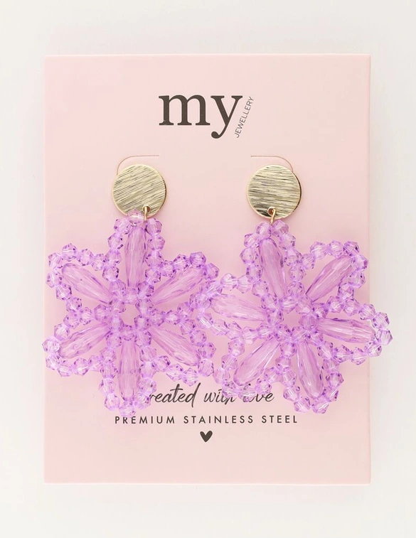 My Jewellery Earring beads purple flower MJ11110