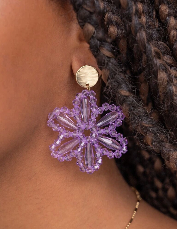 My Jewellery Earring beads purple flower MJ11110