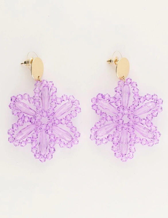 My Jewellery Earring beads purple flower MJ11110