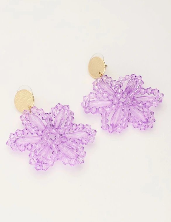 My Jewellery Earring beads purple flower MJ11110