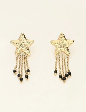 My Jewellery Earring drop stars black beads MJ09488
