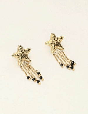 My Jewellery Earring drop stars black beads MJ09488