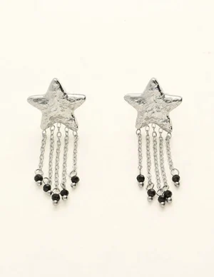 My Jewellery Earring drop stars black beads MJ09488