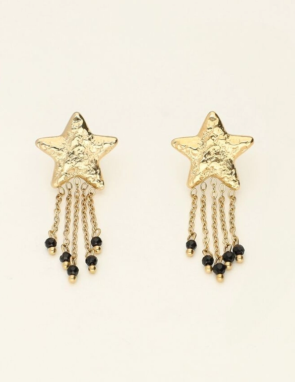 My Jewellery Earring drop stars black beads MJ09488
