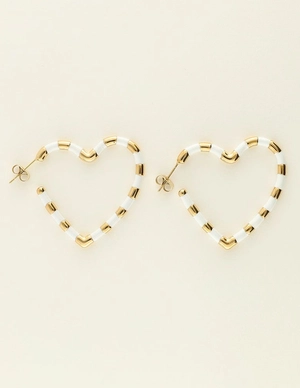 My Jewellery Earring heart white stripes MJ09858