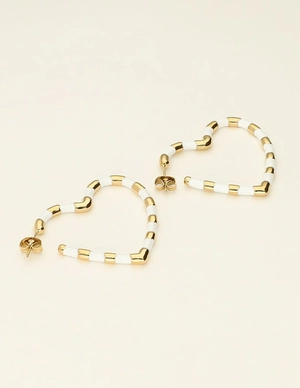 My Jewellery Earring heart white stripes MJ09858