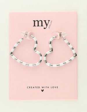 My Jewellery Earring heart white stripes MJ09858