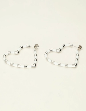 My Jewellery Earring heart white stripes MJ09858