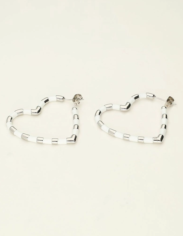 My Jewellery Earring heart white stripes MJ09858