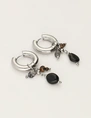 My Jewellery Earring hoop black stones MJ12006