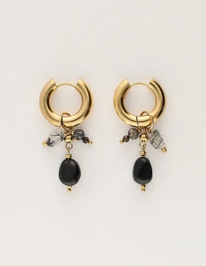 My Jewellery Earring hoop black stones MJ12006