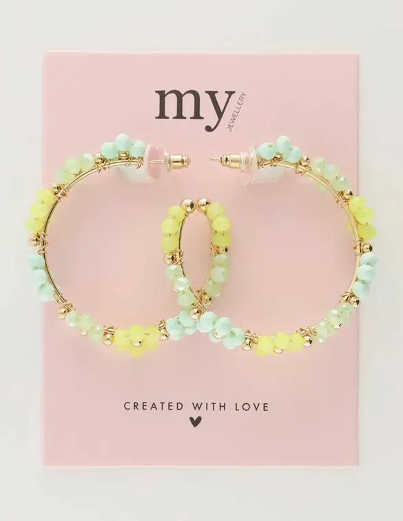 My Jewellery Earring hoop flowers green MJ10074