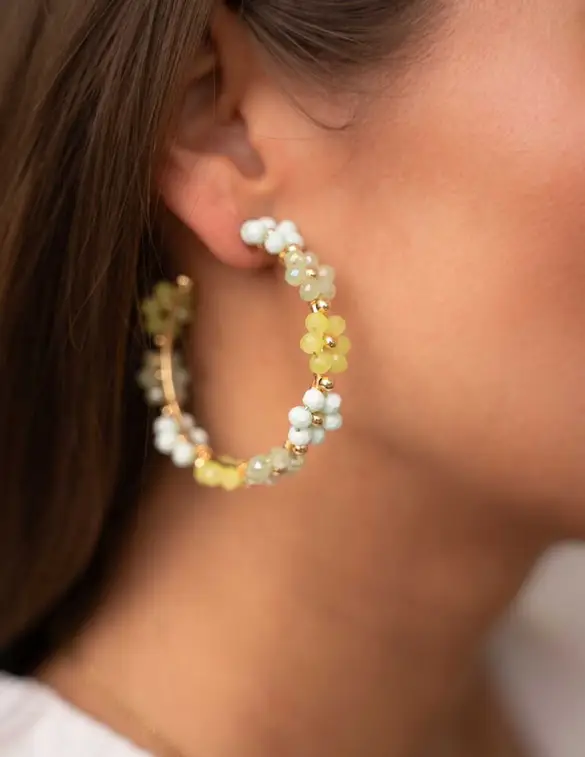 My Jewellery Earring hoop flowers green MJ10074