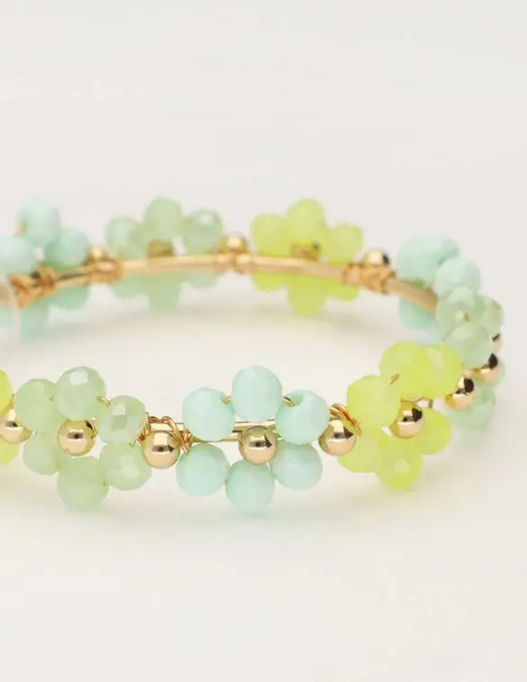 My Jewellery Earring hoop flowers green MJ10074