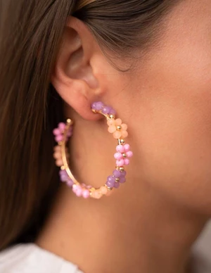 My Jewellery Earring hoop flowers lilac MJ10073