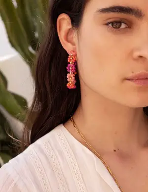 My Jewellery Earring hoop flowers pink MJ10072