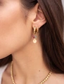 My Jewellery Earring hoop green stone coin MJ12009