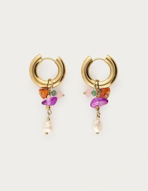 My Jewellery Earring hoop orange purple pearl MJ12733