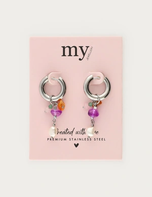 My Jewellery Earring hoop orange purple pearl MJ12733