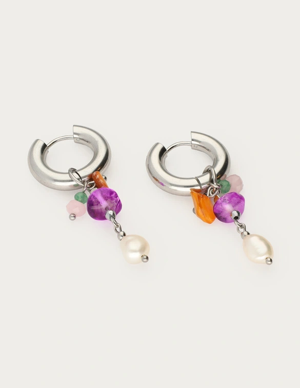My Jewellery Earring hoop orange purple pearl MJ12733