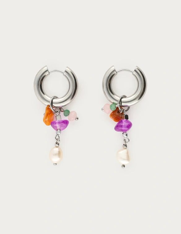 My Jewellery Earring hoop orange purple pearl MJ12733