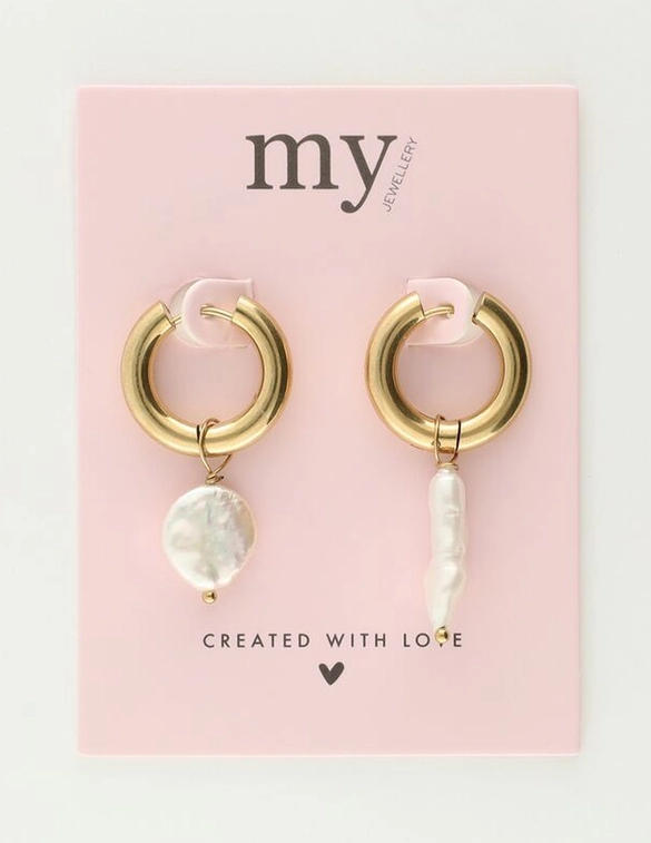 My Jewellery Earring hoop pearls 2 sizes MJ09710