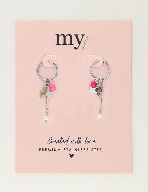 My Jewellery Earring hoop pink pearl MJ12010