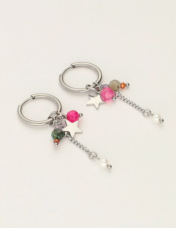 My Jewellery Earring hoop pink pearl MJ12010