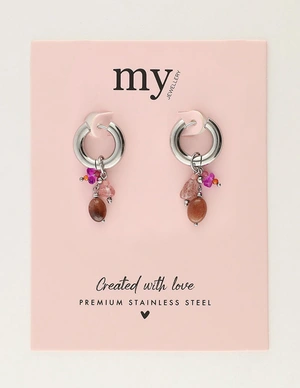 My Jewellery Earring hoop pink stones MJ12008