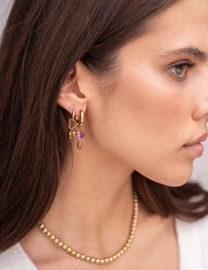 My Jewellery Earring hoop pink stones MJ12008