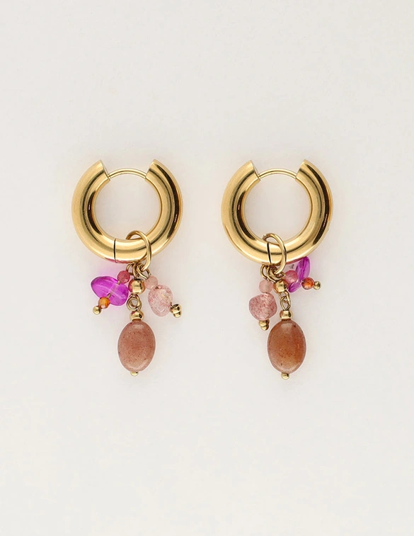 My Jewellery Earring hoop pink stones MJ12008
