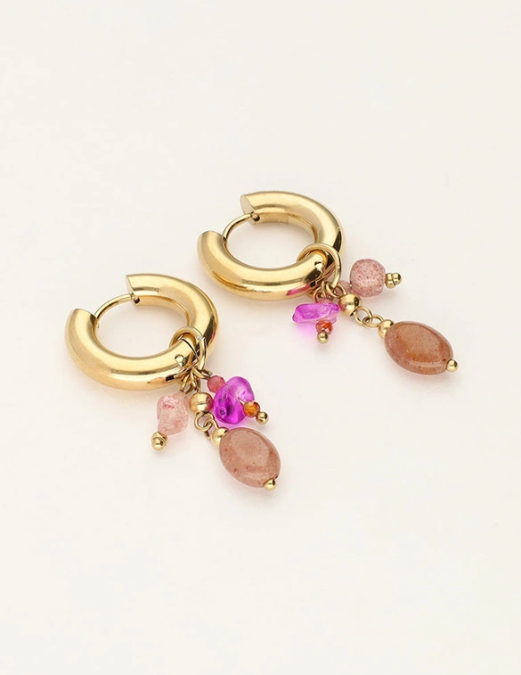 My Jewellery Earring hoop pink stones MJ12008