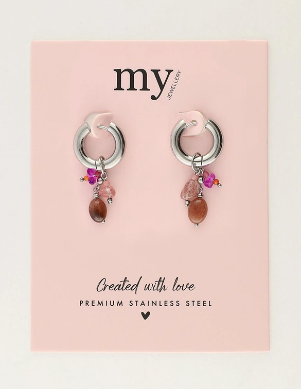 My Jewellery Earring hoop pink stones MJ12008