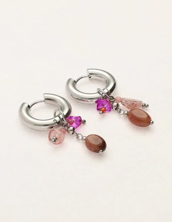 My Jewellery Earring hoop pink stones MJ12008