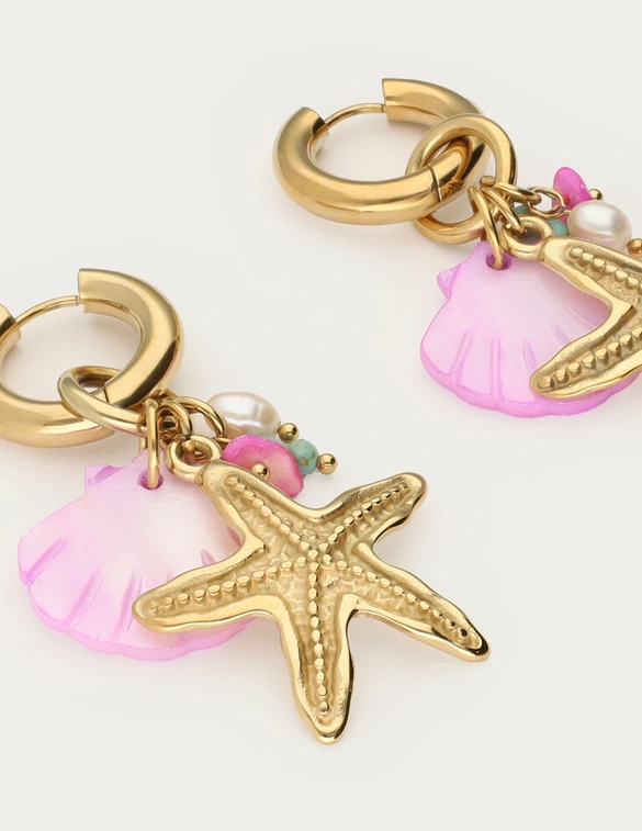My Jewellery Earring hoop starfish beads MJ13162
