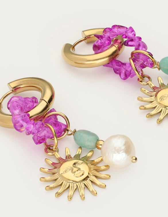 My Jewellery Earring hoop sun pearl pink MJ13169