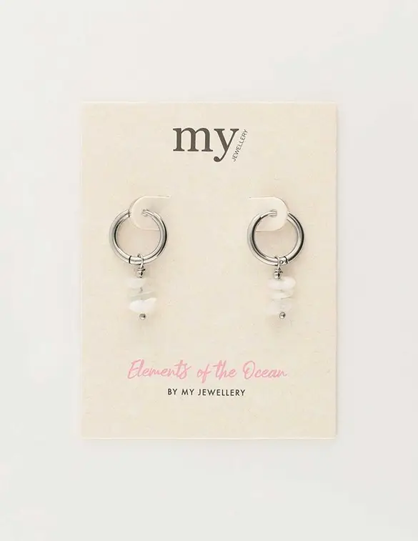 My Jewellery Earring hoops 3 stones white MJ09705