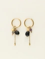 My Jewellery Earring hoops black stones MJ10023