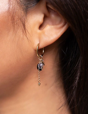 My Jewellery Earring hoops black stones MJ10023