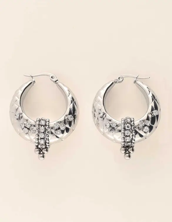 My Jewellery Earring hoops with big strass beads MJ08345