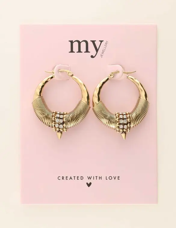My Jewellery Earring hoops with strass beads MJ08344