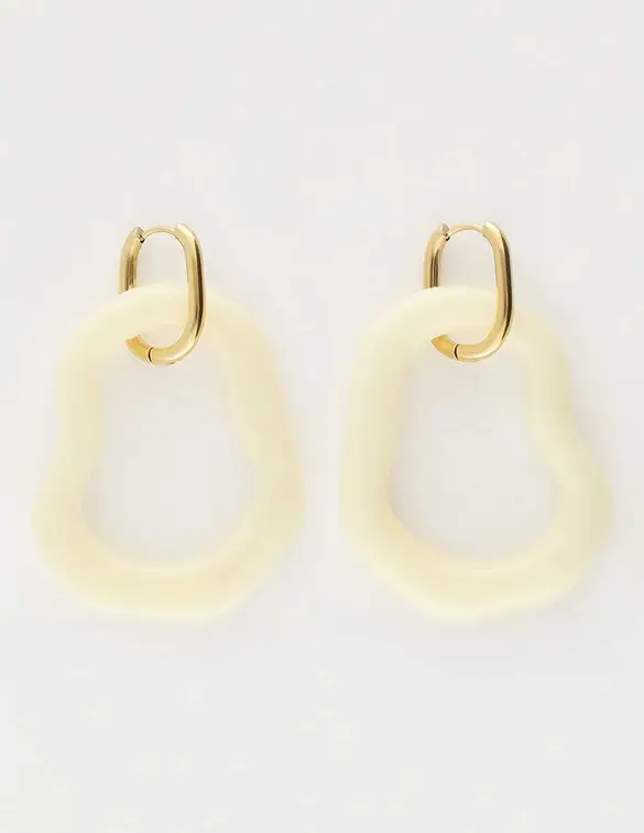 My Jewellery Earring resin organic white big MJ09746