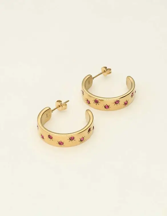 My Jewellery Earring rings pink strass MJ09440