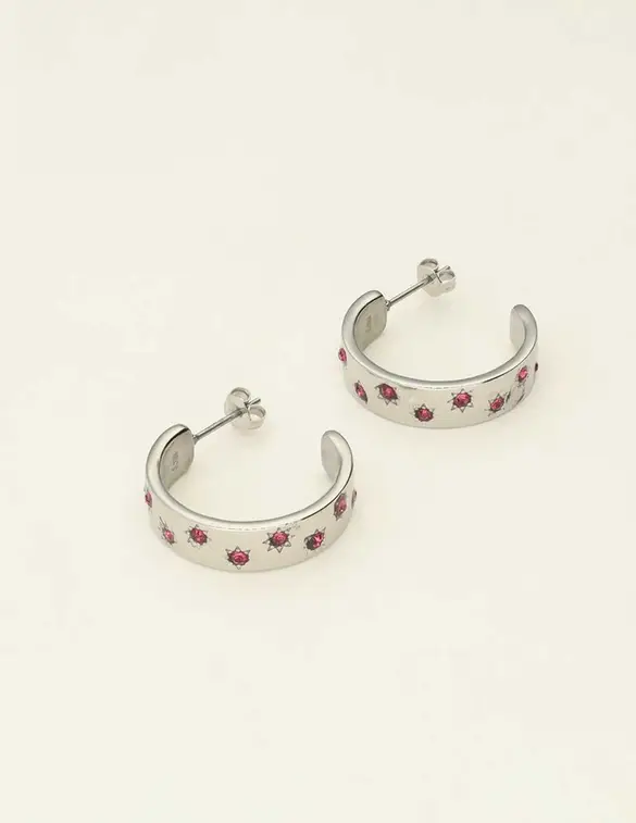 My Jewellery Earring rings pink strass MJ09440